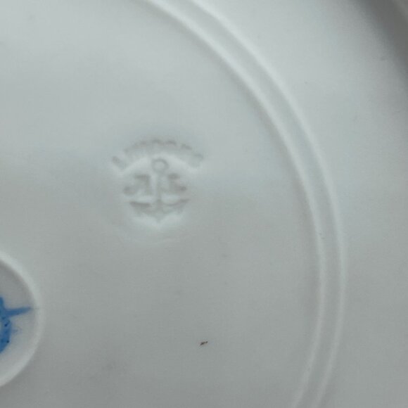 VTG Limoges AL Depose Porcelain Plate Teal Scallop Sailboats Gold Trim 9" - Picture 4 of 7